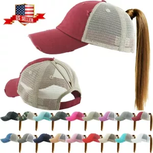 Ponycap Messy High Bun Ponytail Adjustable Mesh Trucker Baseball Cap Hat - Picture 1 of 134