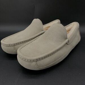 UGG ASCOT SUEDE SLIPPERS MEN SIZE 9 CEMENT GRAY 1101110 WOOL NEW
