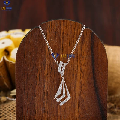 0.20 TDW Round Lab Grown Diamond Pretty Pendant 18k White Gold - Image 1 of 4