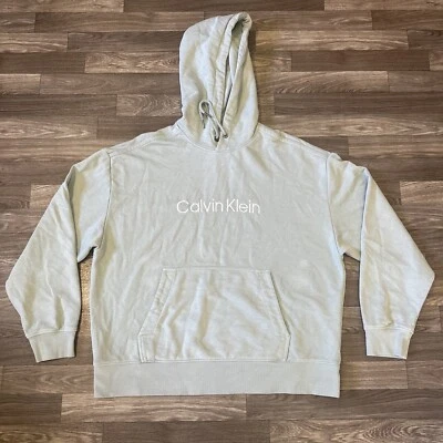 Sudadera con capucha vintage de Calvin Klein para hombre grande deletreada azul azulado Y2K Foto 1 de 4