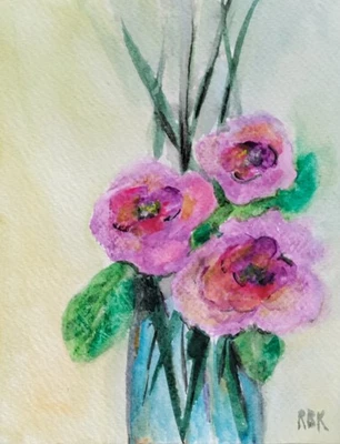 Original Watercolor Painting Flowers Boho Floral Still Life Relaxing GalleryWall - Image 1 of 2