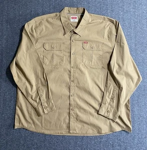 Wrangler Premium Qualität Herren Khaki Tasche Knopfleiste Arbeitshemd Braun Größe XXXL - Bild 1 von 9
