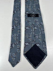 HERREN ALFRED DUNHILL KRAWATTE AUSSCHNITT BLAU GEOMETRISCH SEIDE HERGESTELLT IN ITALIEN DESIGNER MÄNNER ANZUG - Bild 1 von 6