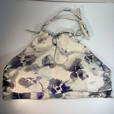 ATHLETA Floral Bikini Swim Swimsuit Halter Top White Purple - Women’s Size Med - Image 1 of 4