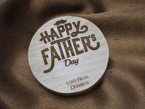 Handmade Personalised Engraved Bamboo 'Happy Father's Day' Wooden Magnetic Bottl - Picture 1 of 4