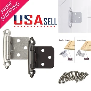 Kitchen Cabinet Cupboard Door Hinges Face Mount Overlay Self Closing Nickel US - Picture 1 of 10