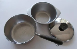 Revere Ware 1 1/2 Quart Saucepan, Double Boiler Insert & Lid Copper Clad Bottom - Picture 1 of 7