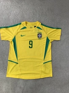 Brazil #9 Ronaldo 2002 World Cup Home Jersey Size Large - Picture 1 of 6
