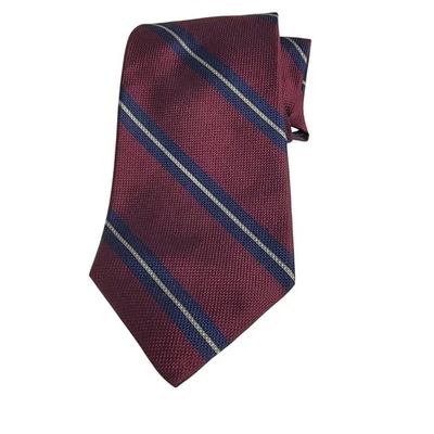 Vintage GAP Mens Regimental Stripe Repp Silk Tie Made in USA Burgundy Navy - Image 1 of 4