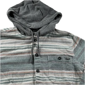 Billabong Mens Medium Baja Flannel Hoodie Button Up Jacket - Picture 1 of 6