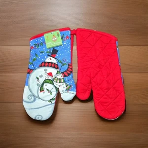 Snowman Christmas Oven Mitt Set Holly Jolly Holiday Pattern Kay Dee NWT - Picture 1 of 1