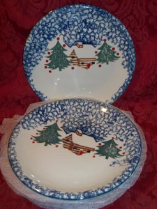 Set of 4 Tienshan Folk Craft Cabin in the Snow 10.25" Dinner Plates - Picture 1 of 3