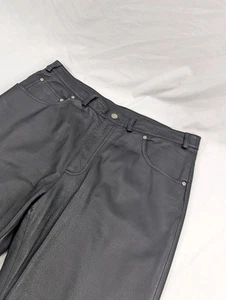 Vintage Men's Arizona Jeans Size 38 X 33 100% Genuine Leather Black Pants - Picture 1 of 10