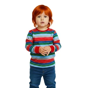 Toddler Rainbow Striped Horror Good Buddy Halloween Costume Chucky Shirt - Picture 1 of 3