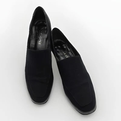 Mocasines de vestir italianos Y2K de colección Rangoni Firenze para mujer de cuero/tela negros 7,5 S Foto 1 de 4