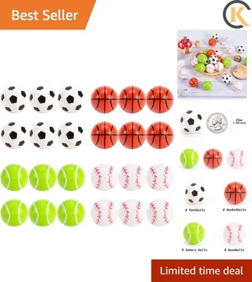 24pcs 4 Styles Bouncy Balls, Sports Rubber Balls for Kids Play Party Favors27mm - Image 1 of 4