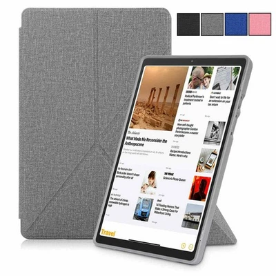For Samsung Galaxy Tab A7 Canvas Leather Transformer Stand Smart Case Cover - Image 1 of 4