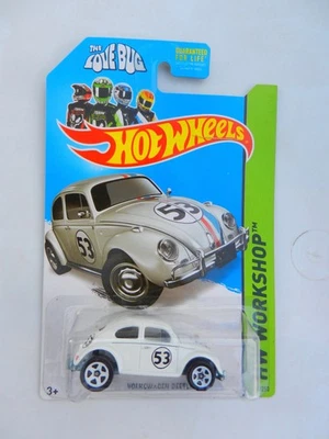 Hot Wheels No191 БЕЛЫЙ жук любви Volkswagen Beetle HW Workshop Herbie трудно найти - Изображение 1 из 3