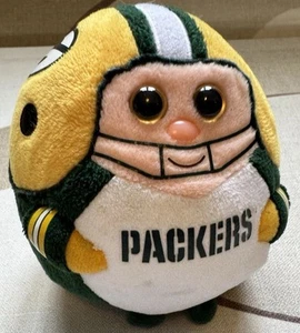 (STAIN) Green Bay Packers Mini TY Beanie Baby Ball Football WI Plush 5” 2014 - Picture 1 of 7