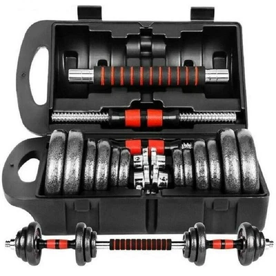 Set Manubri con Bilanciere Regolabile 15 kg – Ideale per Sollevamento Pesi - Immagine 1 di 4