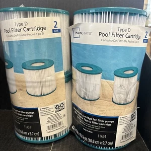 Type D Universal Pool Filter Replacement Cartridges 2 X 2 Packs (4 Filters) New - Picture 1 of 3