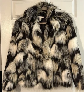 H&M Kunstfell schwarz-weiß Größe 8 Retro Party Cocktails Disco - Bild 1 von 8