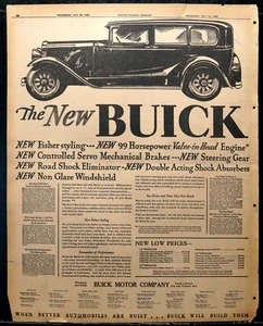 1929 Chicago Newspaper Full Page Buick Automobile Ad - Picture 1 of 1