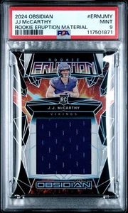 Tarjeta de parche de material de erupción de novato JJ McCarthy 2024 Obsidian #ERMJMY RC PSA 9 - Imagen 1 de 3