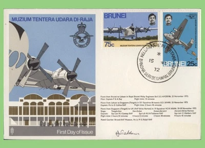 Brunei 1972 Opening of RAF Museum, Hendon flown and signed First Day Cover - Image 1 of 2
