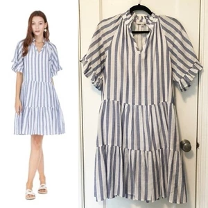 Joy Joy Blue and White Striped Lightweight Mini Dress XS - Picture 1 of 5