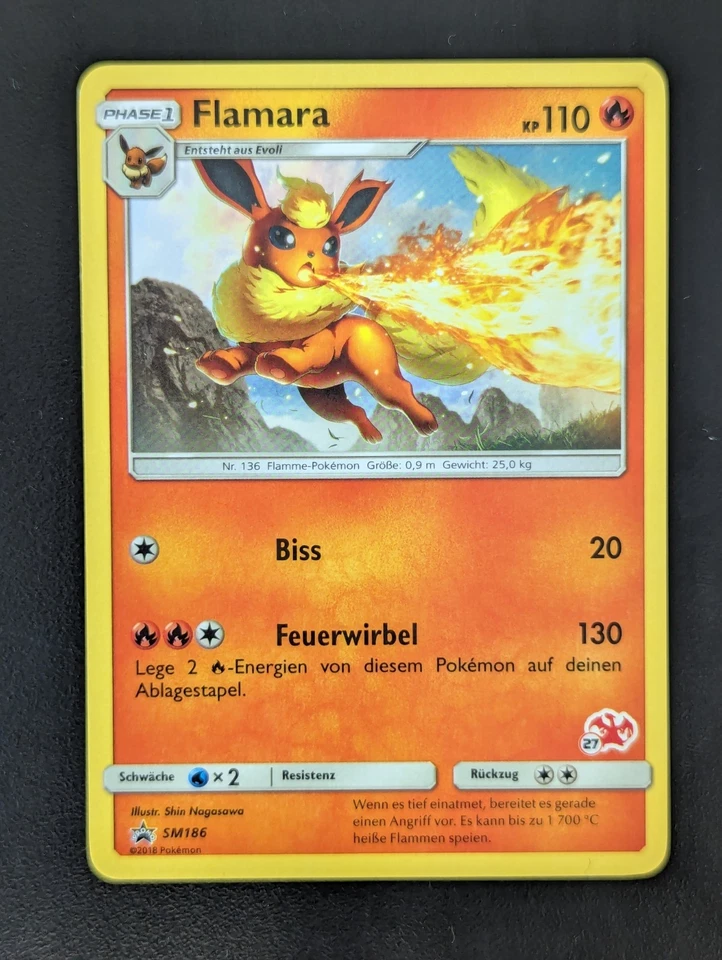 Pokemon Karte Trading Card Game Promo SM186 Flamara Stamped NM DE - Bild 1 von 1
