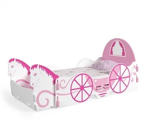 Princess Carriage Junior Bed Toddler 70x140cm Pink White with Storage Frame - Picture 1 of 2