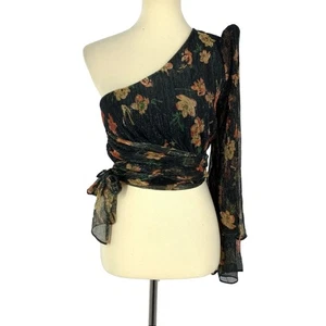 House of Harlow 1960 x Revolve Chiffon One Shoulder Top Women’s XXS Metallic - Picture 1 of 12