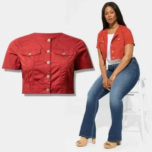 Neu mit Etikett Torrid 2 Bossa Nova Popeline kragenloses Bolero-Sakko 2X 18 20 - Bild 1 von 8