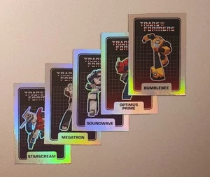 SET OF 5 OPTIMUS PRIME MEGATRON SOUNDWAVE BUMBLEBEE STARSCREAM CARDS - Picture 1 of 1