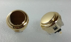 Japan Sanwa Metallic Gold Button x 2 pieces OBSJ-30-AU Video Arcade Parts - Picture 1 of 7