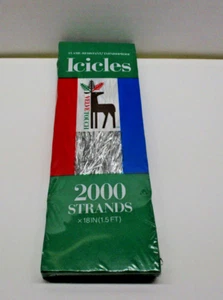 Vintage Velvetouch Icicle Silver Tinsel 2000 Strands 18" Length Christmas Tree - Picture 1 of 4