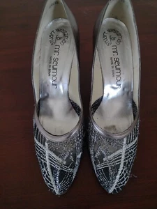 Stuart Weitzman for Mr. Seymour metallic silver bronze 10 B pumps heels leather - Picture 1 of 14