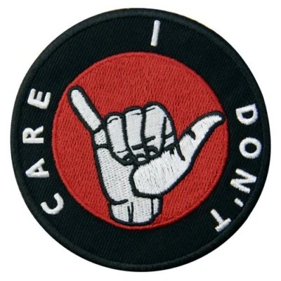 Embroidered Patches Iron Sew On transfers Badges appliques emblems I Don't Care - Image 1 of 4