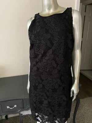 Vestido de cóctel negro con funda de encaje Bloomingdale’s boda LBD noche talla L Foto 1 de 4