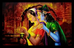 Pintura enmarcada Radha Krishna para sala de estar (madera sintética, tamaño - 12 x 18 pulgadas) - Imagen 1 de 3