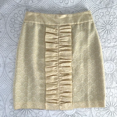 New LEIFSDOTTIR Butter Jacquard Ruffle Skirt 10 anthropologie NWOT Wool Blend - Image 1 of 4