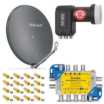 SAT Anlage 8 Teilnehmer DUR-line Select 80 cm mit LNB & TechniSwitch 5/8 mini - Bild 1 von 4