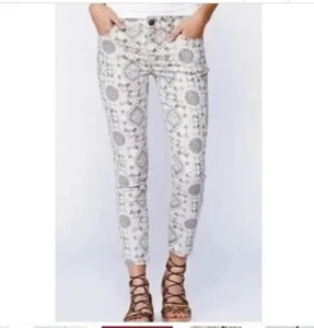Free People Patterned Skinny Ankle Stretch Low Rise Jeans Size 25 - Picture 1 of 6