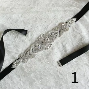 Strass Braut Schärpe Hochzeitskleid Kristall Taille Gürtel Wulstig Schleife - Bild 1 von 20