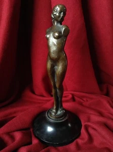 Antik 20er Jahre Maillol Stil Akt Bronze Skulptur Statue Holz Französisch Art Deco - Bild 1 von 11