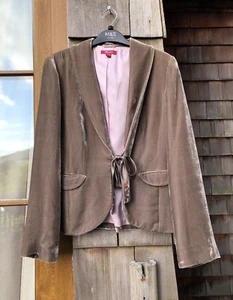 Monsoon Champagne Colour Velvet Jcket Blazer Beaded Tie Size 8 - Picture 1 of 6