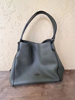 Coach 33547 Edie 31 Pebbled Leather Carryall Shoulder Hobo Purse Green - Image 1 of 4