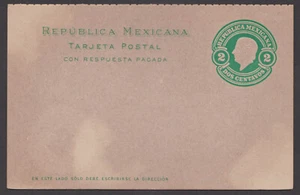 MÉXICO - 2c + 2c POSTAL DE RESPUESTA - COMO NUEVA - Imagen 1 de 3