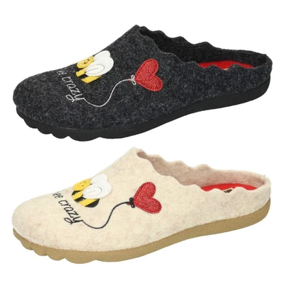 Manitu Home Damen Hausschuh 320089 Filz Bee Crazy kleine Biene Gr.37-42